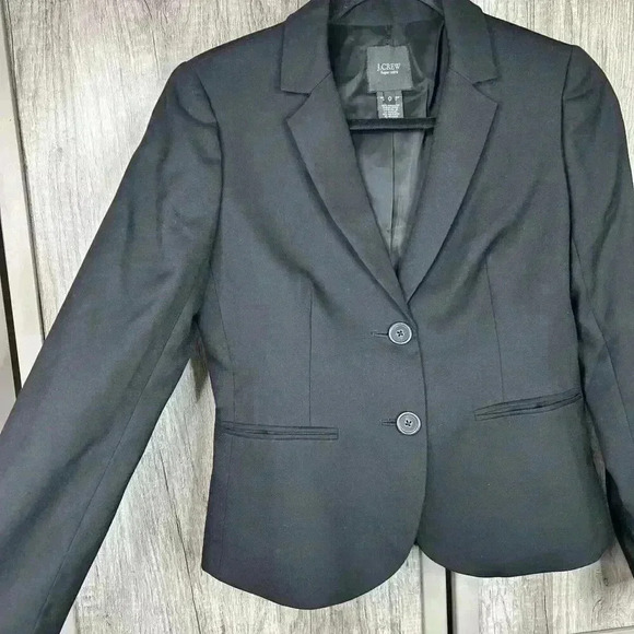 J Crew Blazer Sz 0 Super 120 Wool Black Single Breasted Career DEFECT - Picture 5 of 9